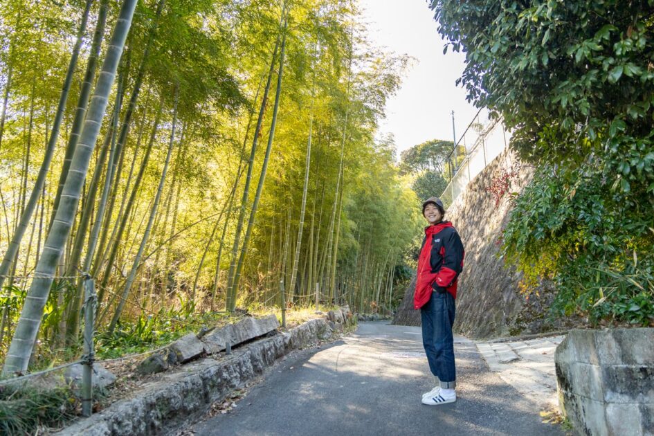 穂谷の竹林の道